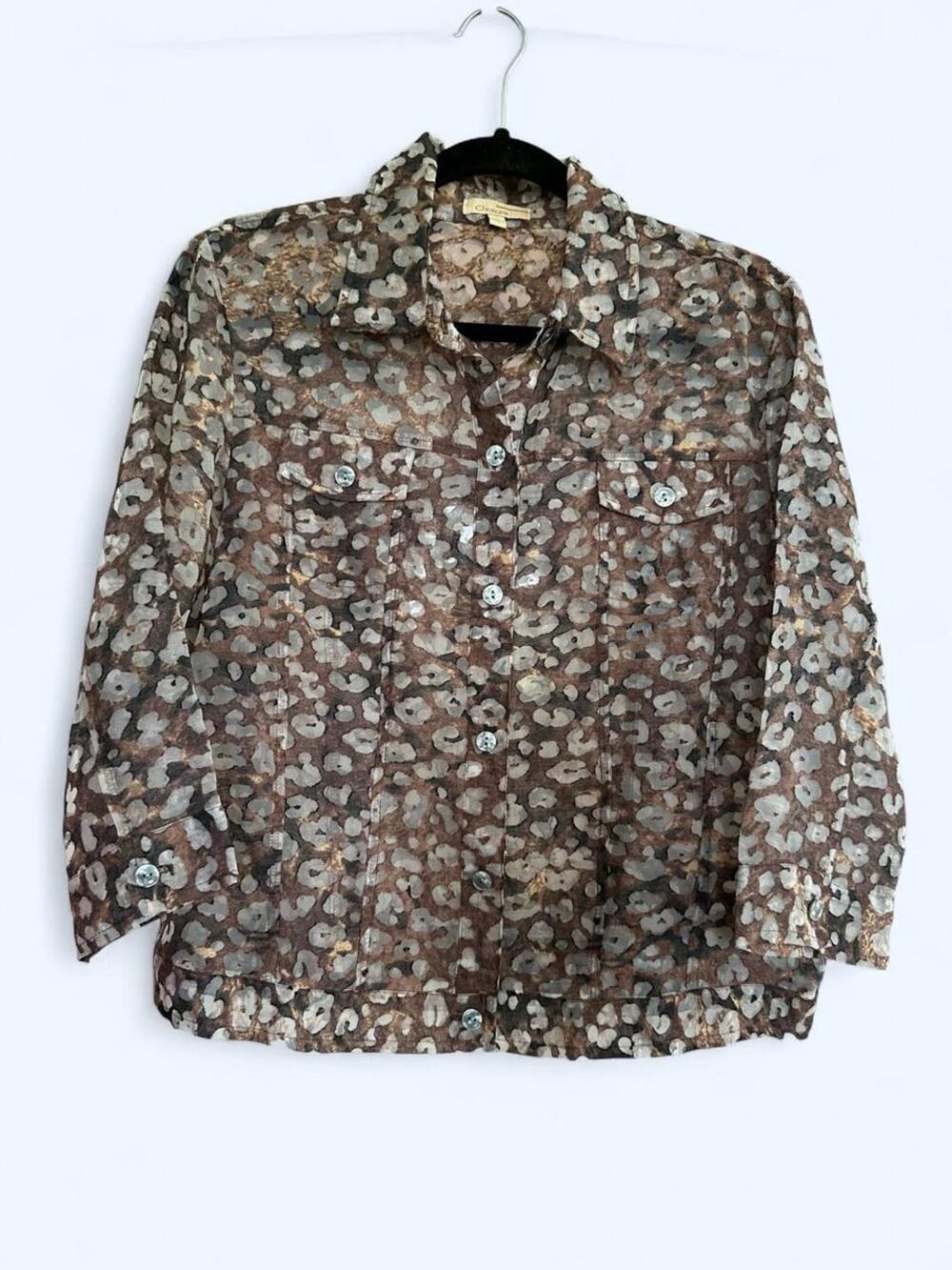 Women's Brown Floral Button-Up Blouse
